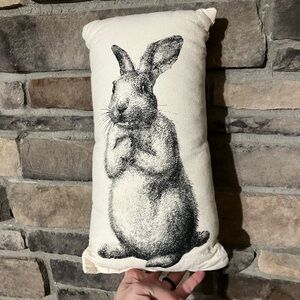 Whimsical Cream Rabbit Accent Pillow